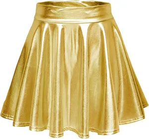 Women Mini Pleated Skirts Sexy Club Y2K Shiny Fashion Pleated A-Line Skirts Ruffle Flared Skirts Casual Mini Skirts