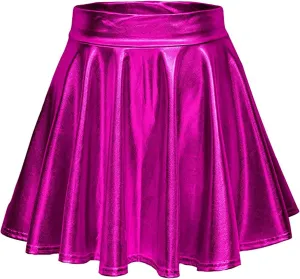 Women Mini Pleated Skirts Sexy Club Y2K Shiny Fashion Pleated A-Line Skirts Ruffle Flared Skirts Casual Mini Skirts