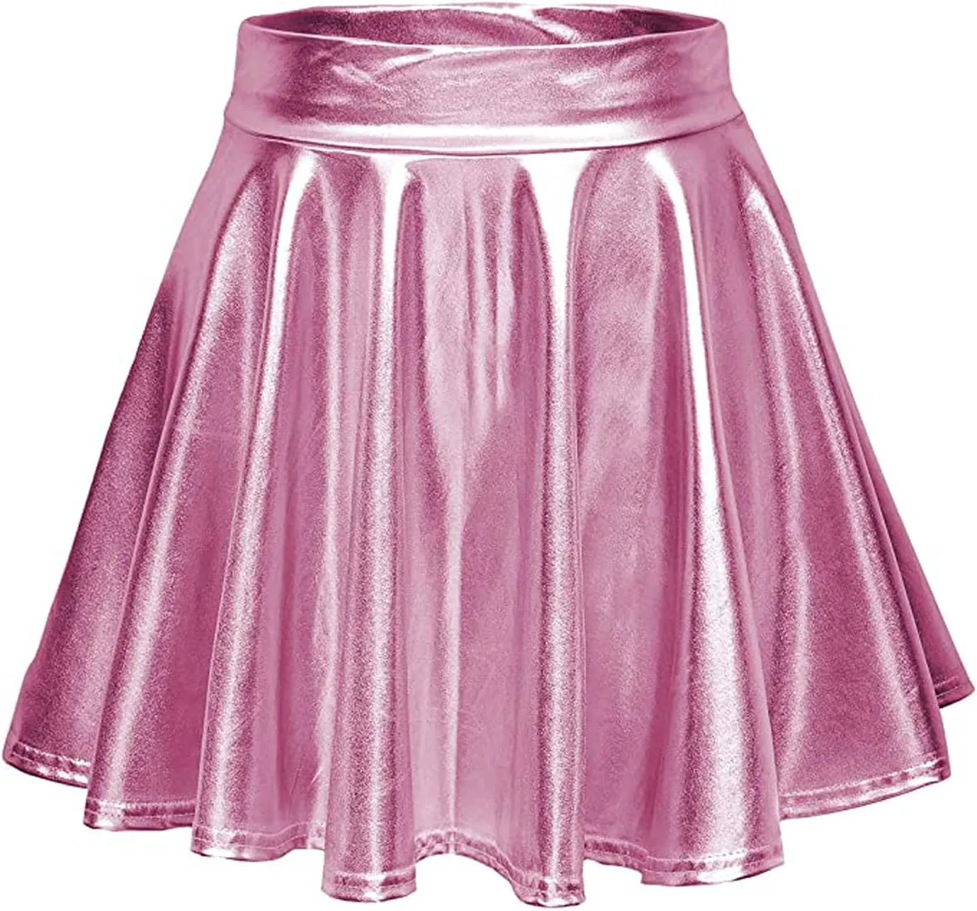 Women Mini Pleated Skirts Sexy Club Y2K Shiny Fashion Pleated A-Line Skirts Ruffle Flared Skirts Casual Mini Skirts