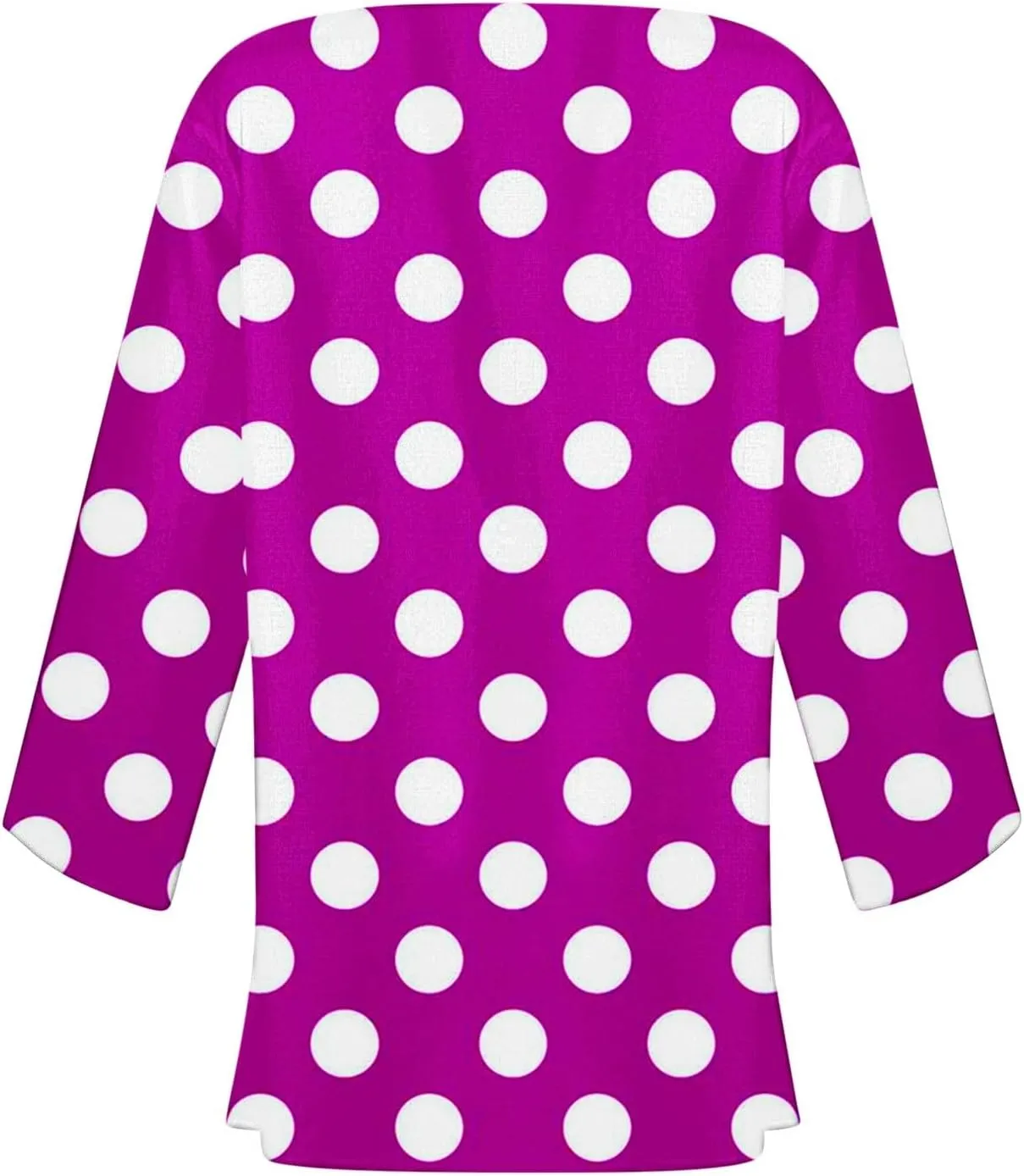 Women Open Front Cardigan Lightweight Polka Dot Print 3/4 Sleeve Chiffon Blouse Swater Coat Casual Summer Beachwear