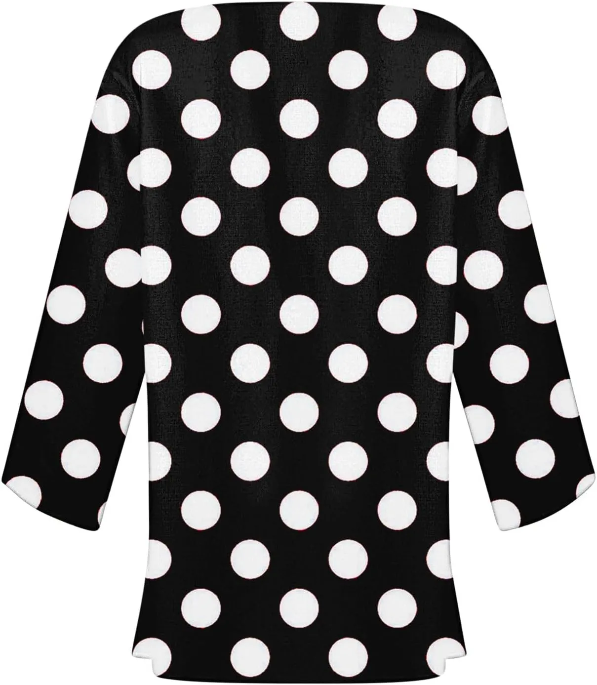 Women Open Front Cardigan Lightweight Polka Dot Print 3/4 Sleeve Chiffon Blouse Swater Coat Casual Summer Beachwear