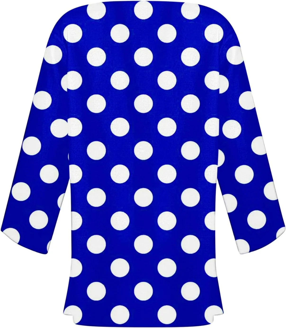 Women Open Front Cardigan Lightweight Polka Dot Print 3/4 Sleeve Chiffon Blouse Swater Coat Casual Summer Beachwear