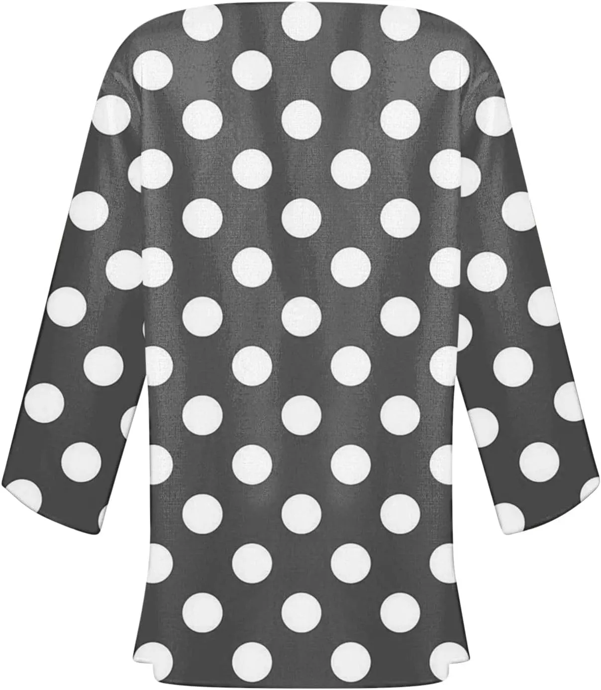 Women Open Front Cardigan Lightweight Polka Dot Print 3/4 Sleeve Chiffon Blouse Swater Coat Casual Summer Beachwear