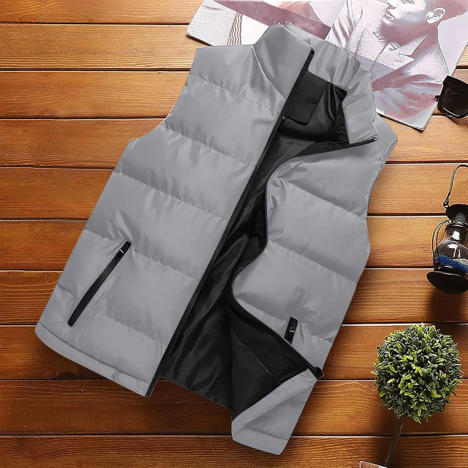 Women Padded Down Vest Puffer Stand Collar Sleeveless Jacket Outerwear Winter Warm Quilted Vest Coat