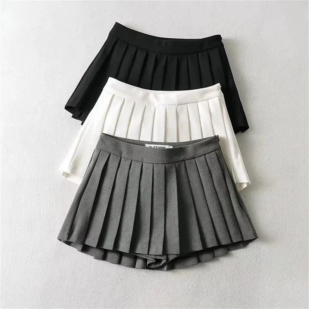 Women Sexy Pleated Skirts High Waist Vintage Mini Skirts