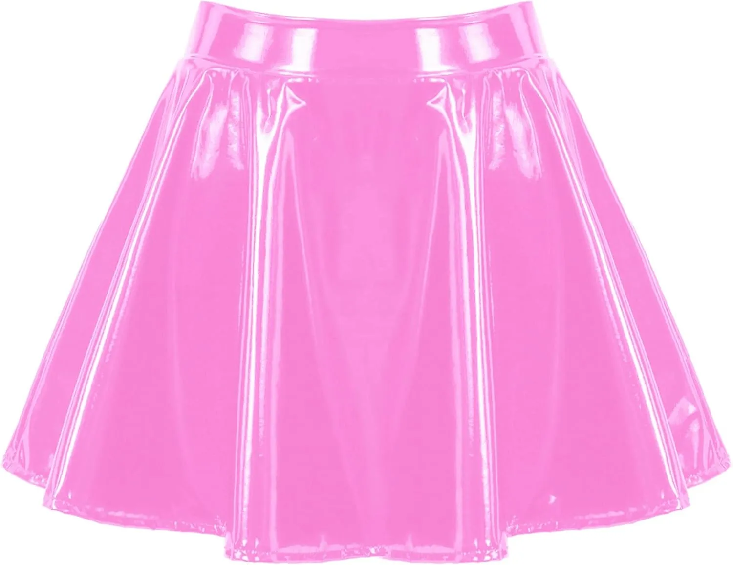 Women Shiny Metallic Skater Flared Skirts High Waist Ballet Dance Skirts Pleated Mini Skirts