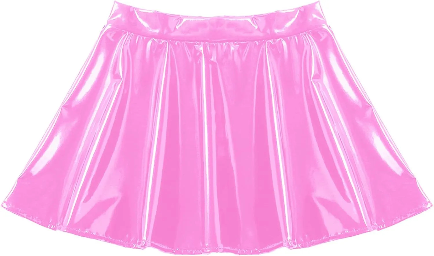 Women Shiny Metallic Skater Flared Skirts High Waist Ballet Dance Skirts Pleated Mini Skirts