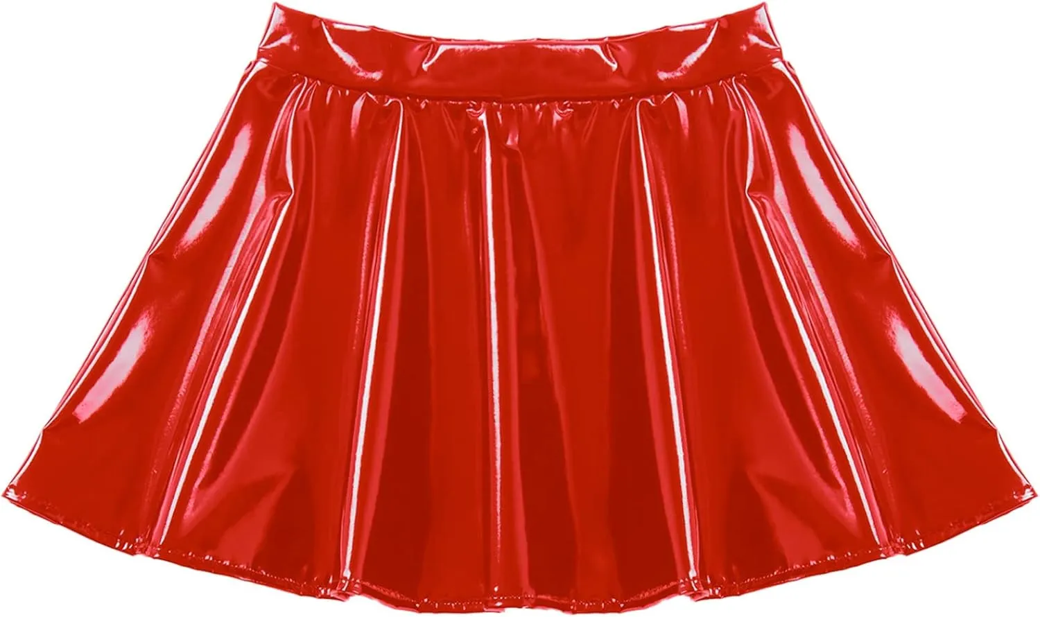 Women Shiny Metallic Skater Flared Skirts High Waist Ballet Dance Skirts Pleated Mini Skirts