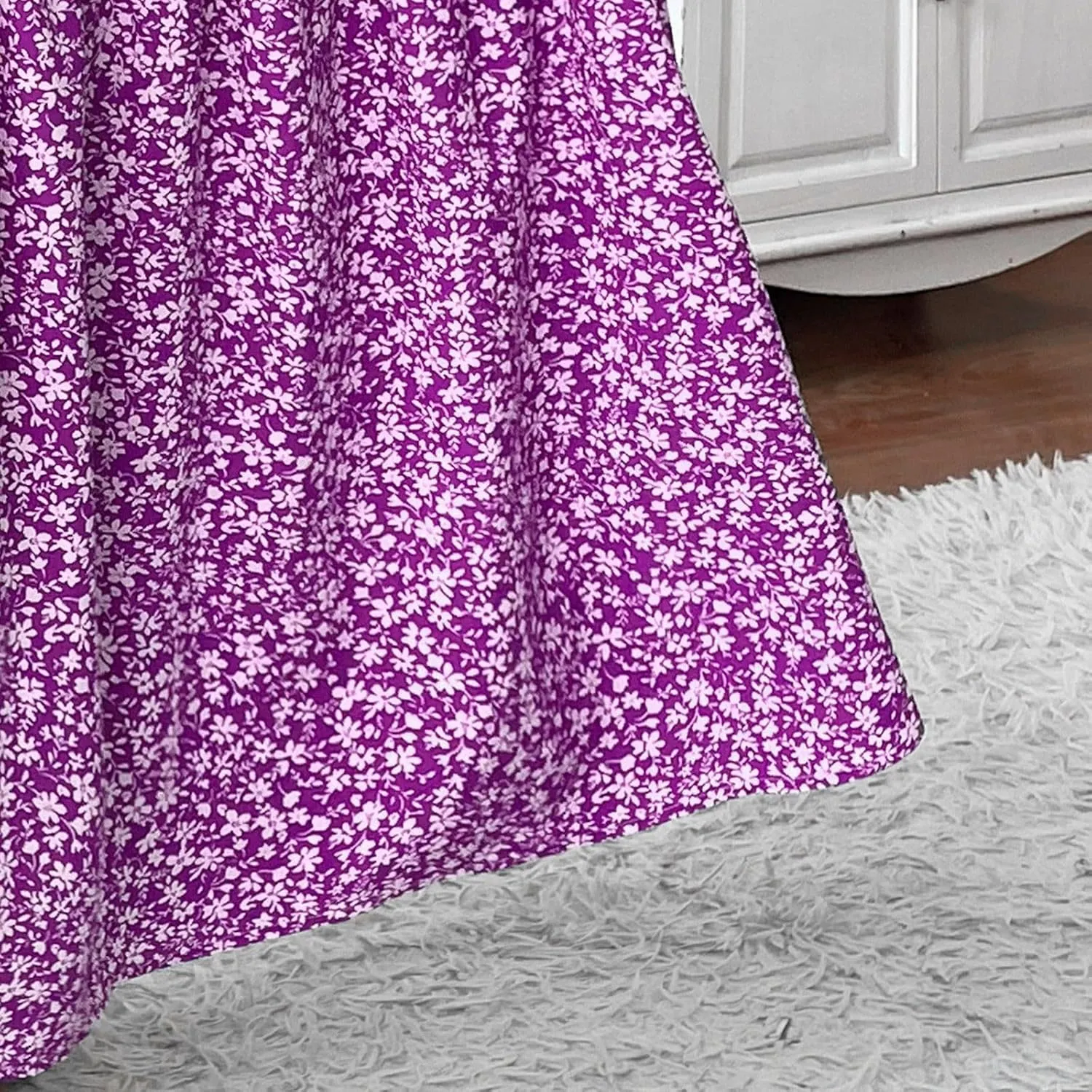 Women Summer Boho Floral Smocked Elastic High Waist Flowy Swing Pleated Maxi Skirts Vacation Printed A-Line Long Skirts