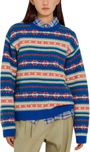 Women Vintage Striped Pullover Sweater Y2k Long Sleeve Crew Neck Loose Knit Sweaters Fall Winter Knitwear
