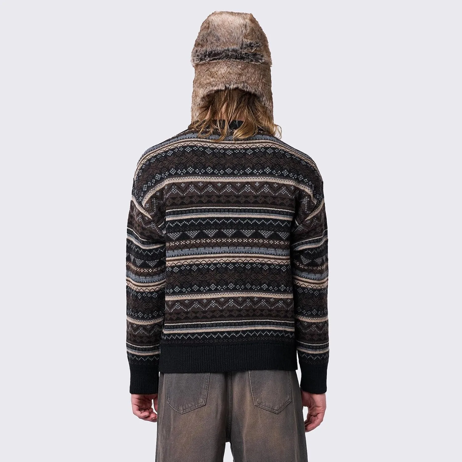 Women Vintage Striped Pullover Sweater Y2k Long Sleeve Crew Neck Loose Knit Sweaters Fall Winter Knitwear