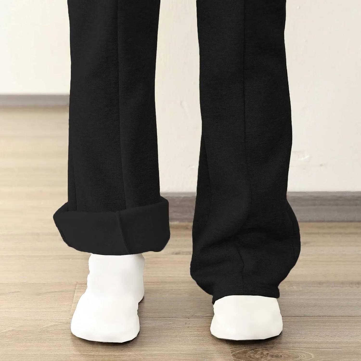 Women Wide Leg Sweatpants Bell Bottom Flare Leg Sweatpants Winter Fleece Lined Jogger Pant Lounge Athletic Pants