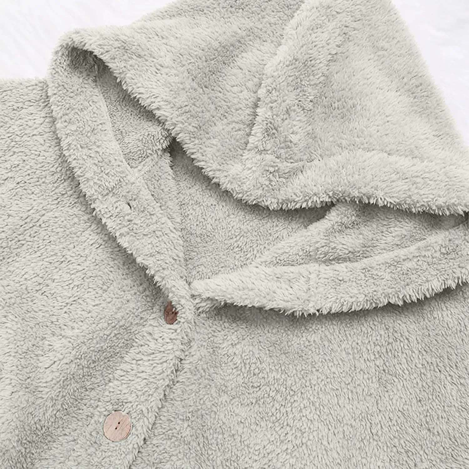 Women Winter Plush Coats Plus Size Button Hooded Cardigan Coat Loose Casual Outerwear Fleece Wool Jacket
