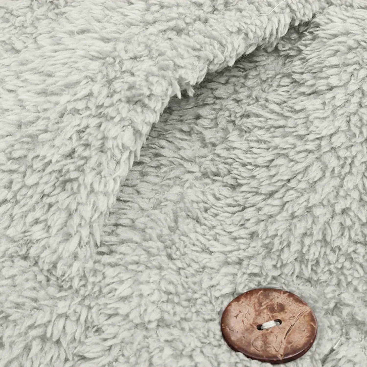 Women Winter Plush Coats Plus Size Button Hooded Cardigan Coat Loose Casual Outerwear Fleece Wool Jacket