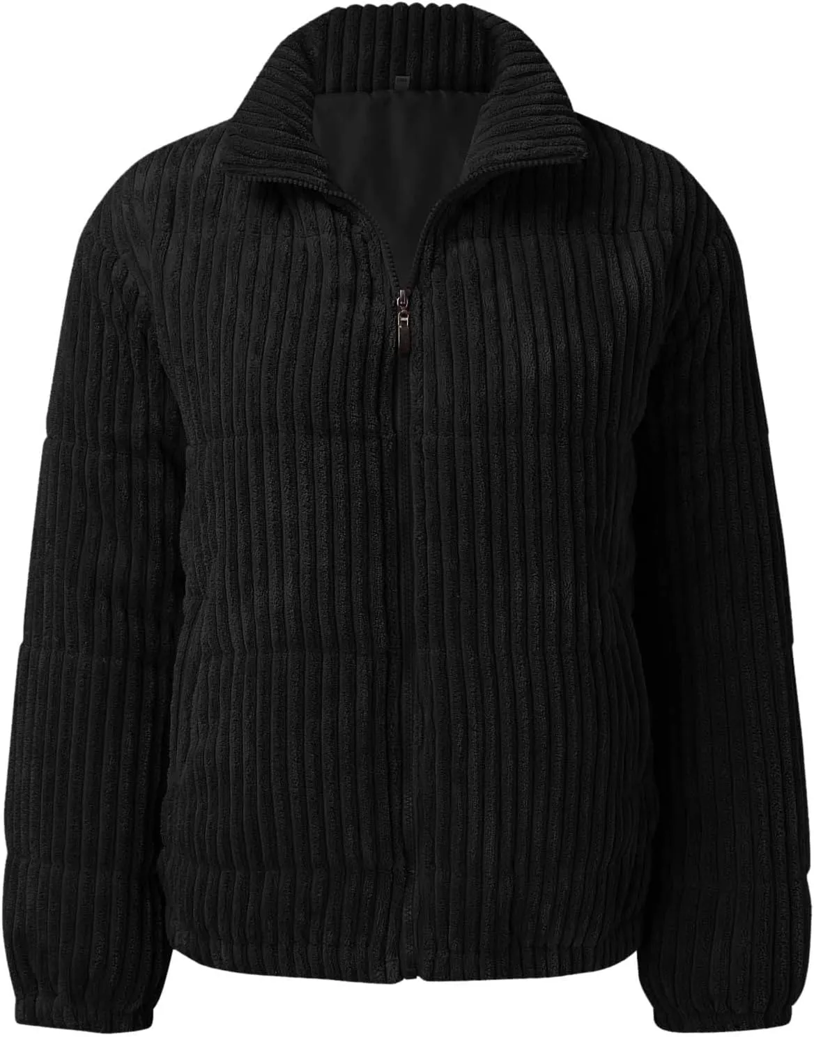 Womens 2024 Fashion Thick Solid Zipper Quilted Overcoat Long Sleeve Casual Breadwear Comfy Warm Jacket Coat Daily Suits