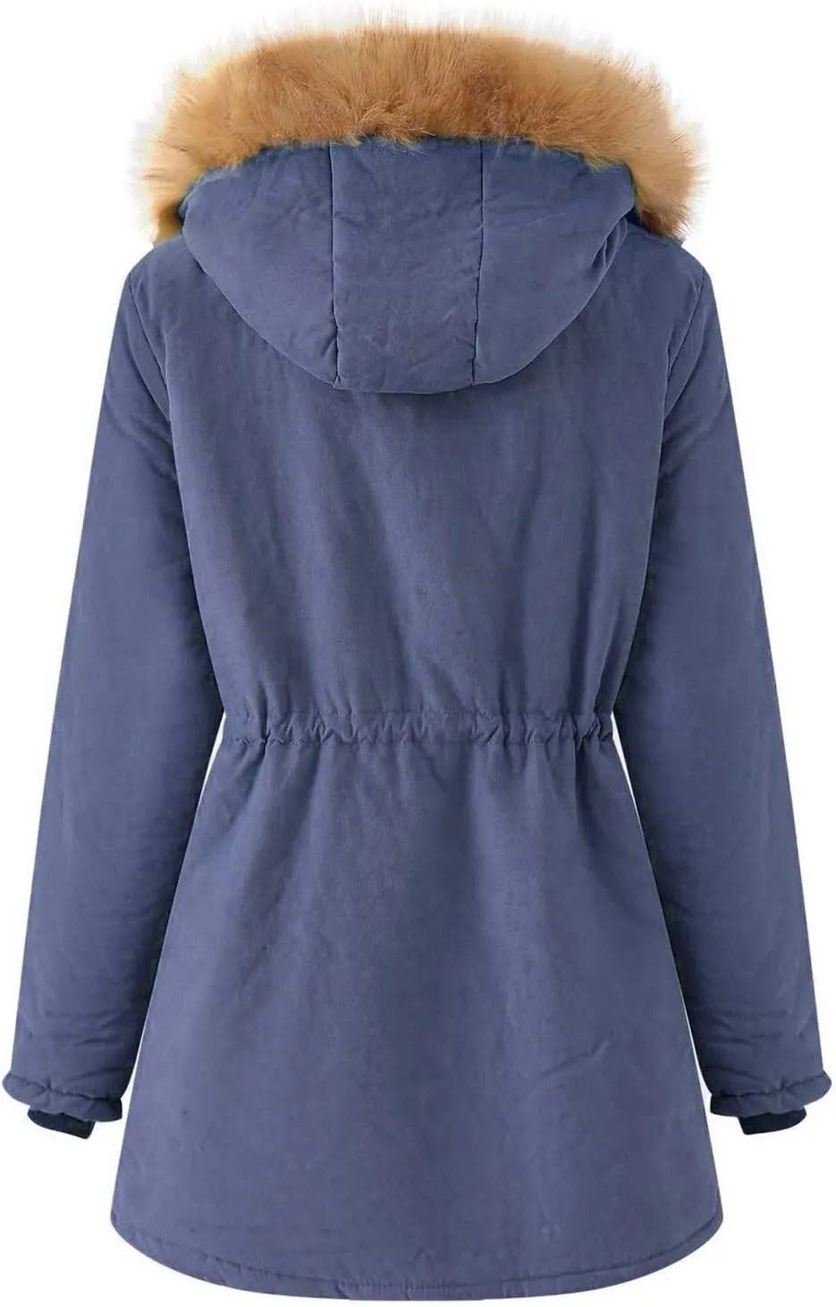 Womens 2024 Long Sleeve Button Drawstring Jacket Zip Up Removable Hoodie Pockets Coat Thick Warm Fitted Coat Outwear