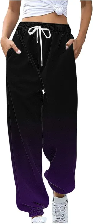 Women's Baggy Sweatpants Workout Active Joggers Pants High Waisted Drawstring Lounge Bottoms with Pockets