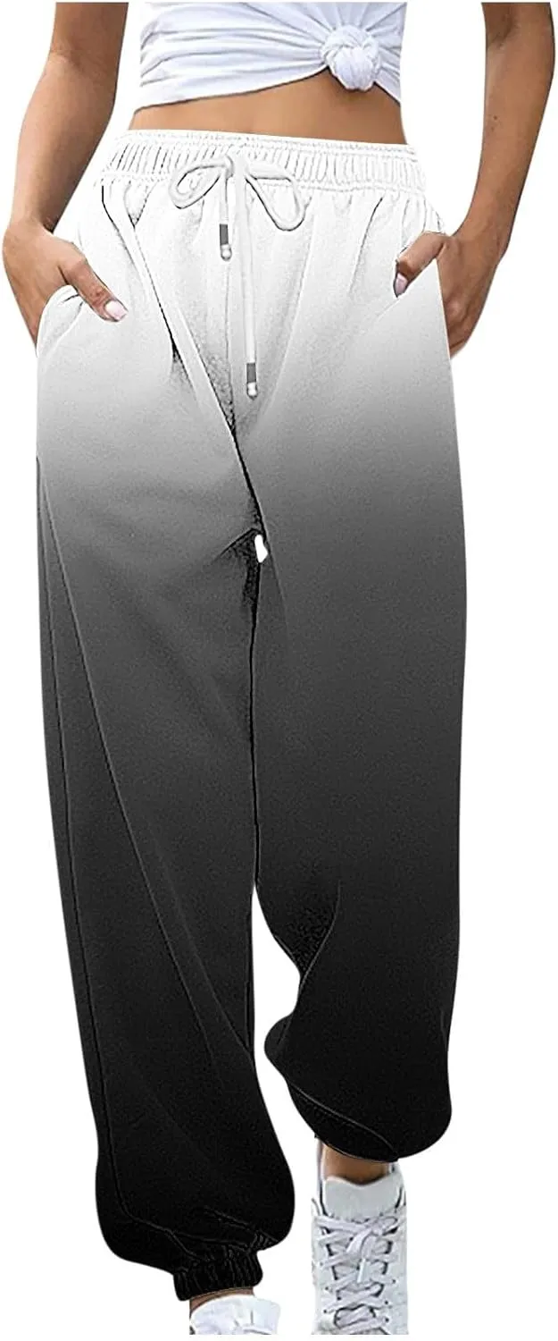 Women's Baggy Sweatpants Workout Active Joggers Pants High Waisted Drawstring Lounge Bottoms with Pockets