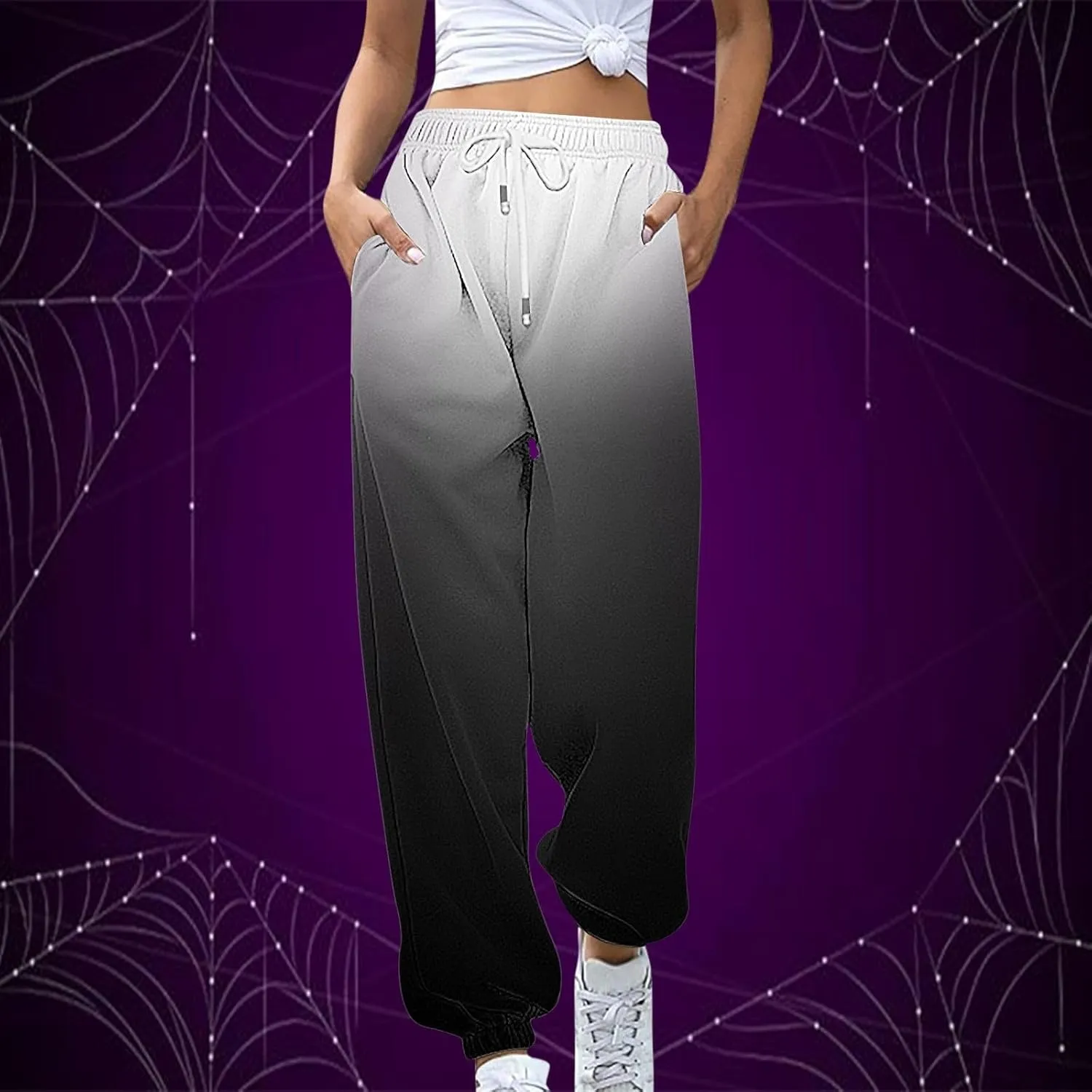 Women's Baggy Sweatpants Workout Active Joggers Pants High Waisted Drawstring Lounge Bottoms with Pockets
