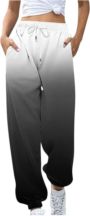 Women's Baggy Sweatpants Workout Active Joggers Pants High Waisted Drawstring Lounge Bottoms with Pockets