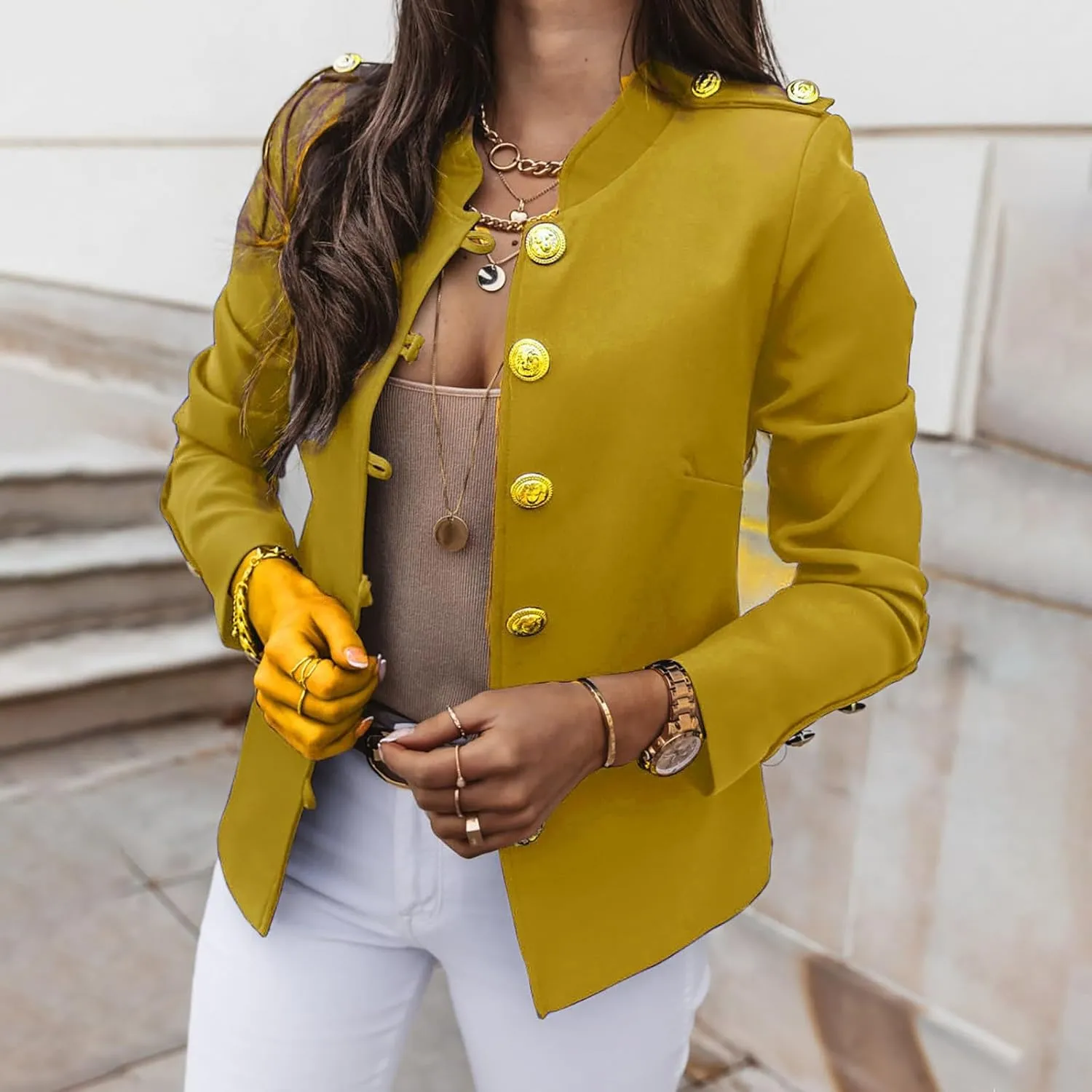 Womens Blazers for Work Casual Work Ladies Jackets Short Wool Fall Winter Jackets Baggy With Pockets Jackets