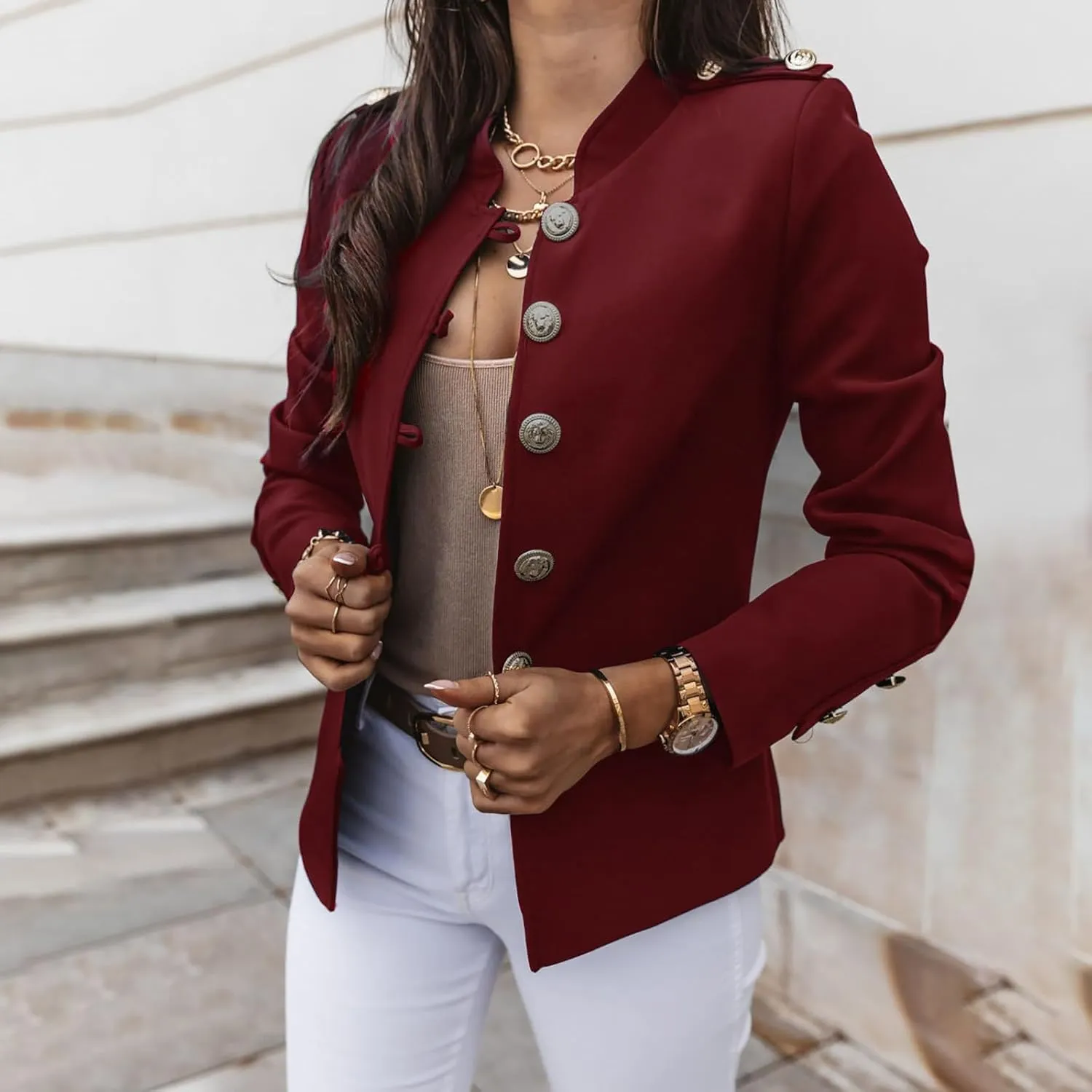 Womens Blazers for Work Casual Work Ladies Jackets Short Wool Fall Winter Jackets Baggy With Pockets Jackets