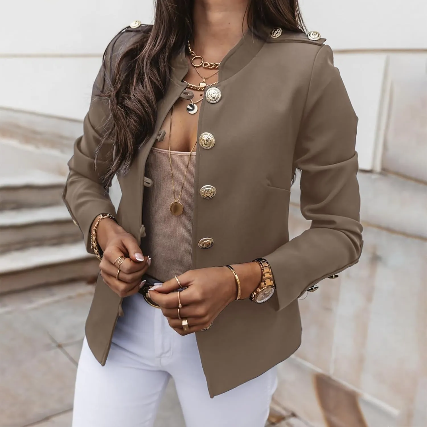 Womens Blazers for Work Casual Work Ladies Jackets Short Wool Fall Winter Jackets Baggy With Pockets Jackets