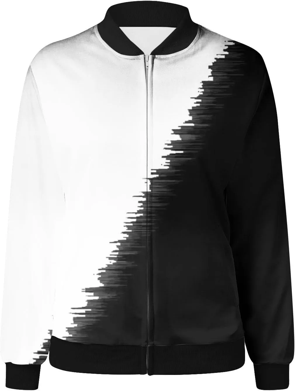 Women's Bomber Jacket 2024 Casual Coat Fall Fashion Lightweight Zip Up Tops Long Sleeve Outerwears Floral Windbreaker