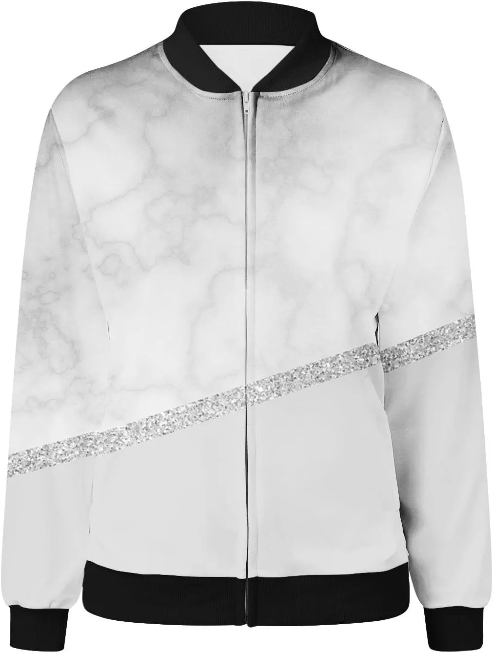Women's Bomber Jacket 2024 Casual Coat Fall Fashion Lightweight Zip Up Tops Long Sleeve Outerwears Floral Windbreaker