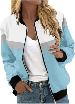 Women's Bomber Jacket 2024 Casual Coat Fall Fashion Lightweight Zip Up Tops Long Sleeve Outerwears Floral Windbreaker