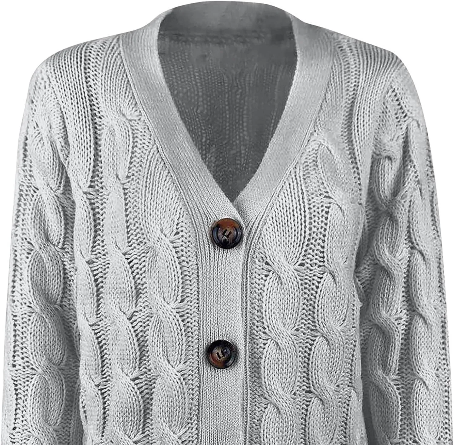 Women's Cable Knit Sweater Cardigan Winter Single Breasted Coats Casual Breathable Stretch Sweaters with Pockets