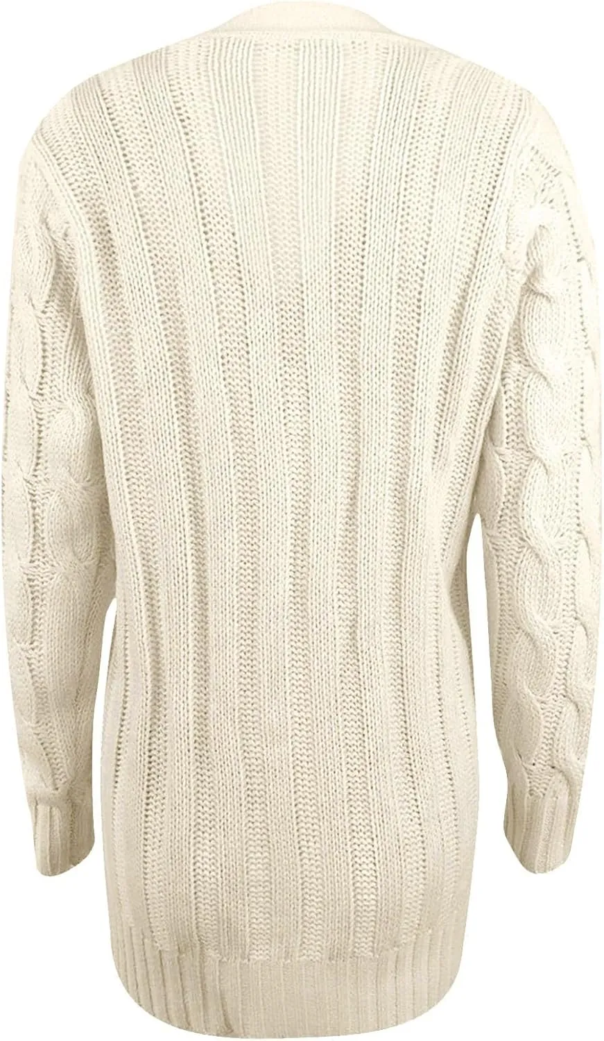 Women's Cable Knit Sweater Cardigan Winter Single Breasted Coats Casual Breathable Stretch Sweaters with Pockets