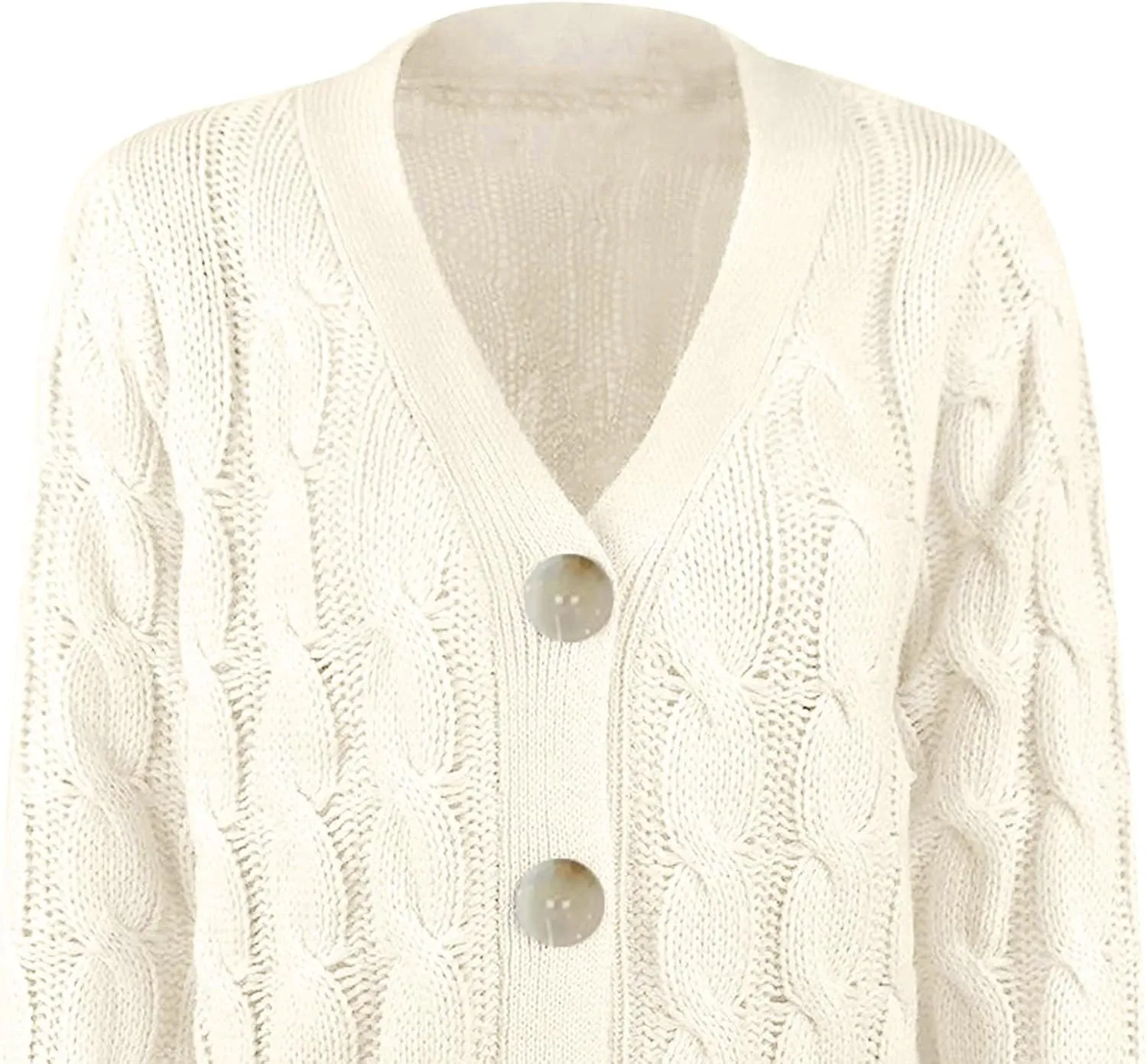 Women's Cable Knit Sweater Cardigan Winter Single Breasted Coats Casual Breathable Stretch Sweaters with Pockets