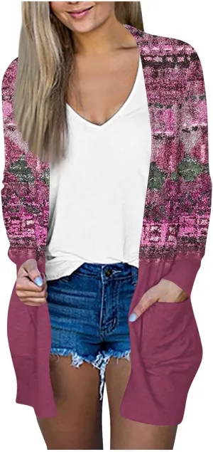 Womens Cardigans Fall 2024, Casual Loose Fit Open Front Fashion Sweaters with Pockets Comfy Going Out Outfits