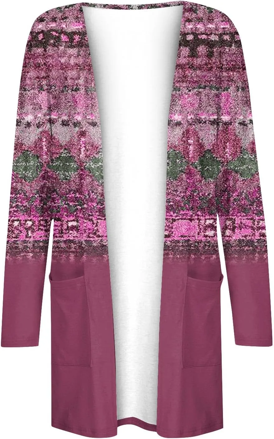 Womens Cardigans Fall 2024, Casual Loose Fit Open Front Fashion Sweaters with Pockets Comfy Going Out Outfits