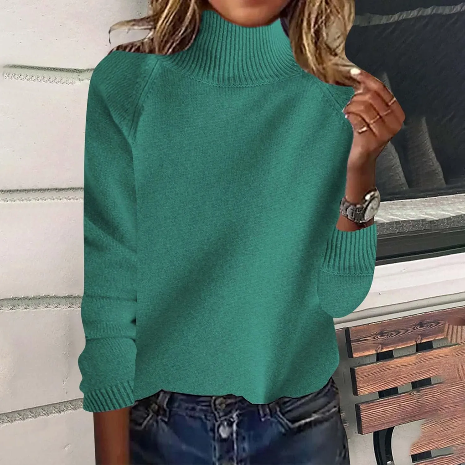 Women's Cashmere Sweater Basic Turtleneck Petite Tunic Tops Pullover Solid Casual Lightweight Long Sleeve Knitwear