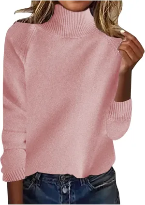 Women's Cashmere Sweater Basic Turtleneck Petite Tunic Tops Pullover Solid Casual Lightweight Long Sleeve Knitwear