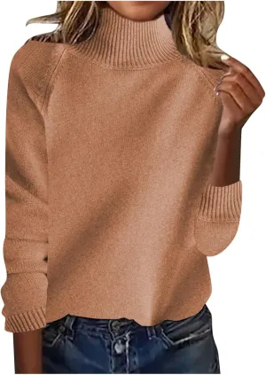 Women's Cashmere Sweater Basic Turtleneck Petite Tunic Tops Pullover Solid Casual Lightweight Long Sleeve Knitwear