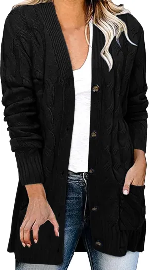 Womens Casual Knit Cardigan Sweater Large Size Loose Button Jacket Women Winter Sweaters for Women