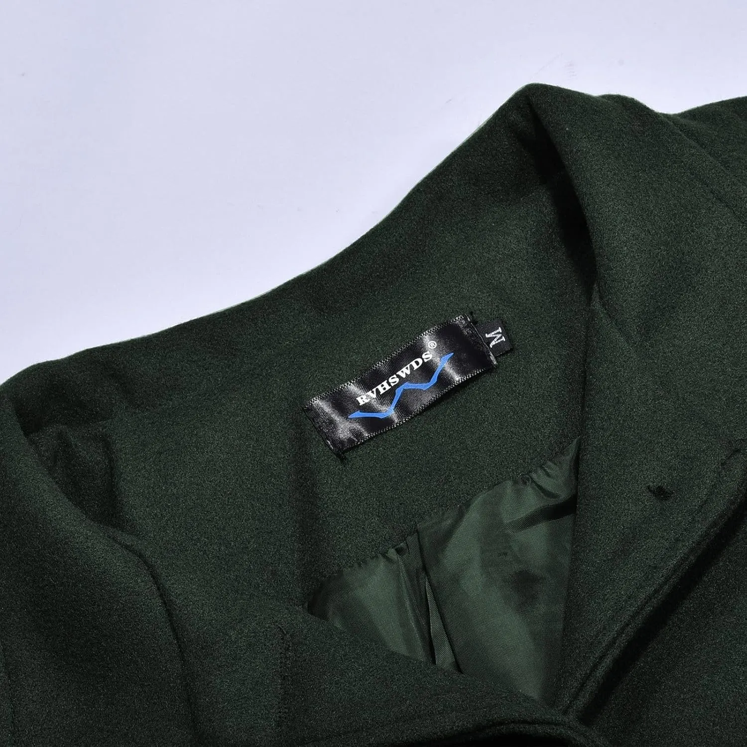 Women's Casual Thicken Coats Stand Collar Single Breasted Pea Coats Long Sleeve Wool Blend Winter Warm Trench Coats