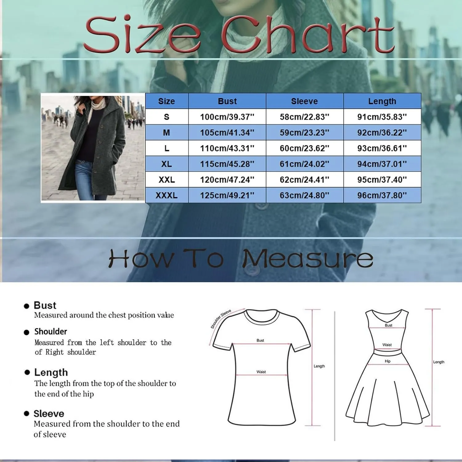 Women's Casual Thicken Coats Stand Collar Single Breasted Pea Coats Long Sleeve Wool Blend Winter Warm Trench Coats