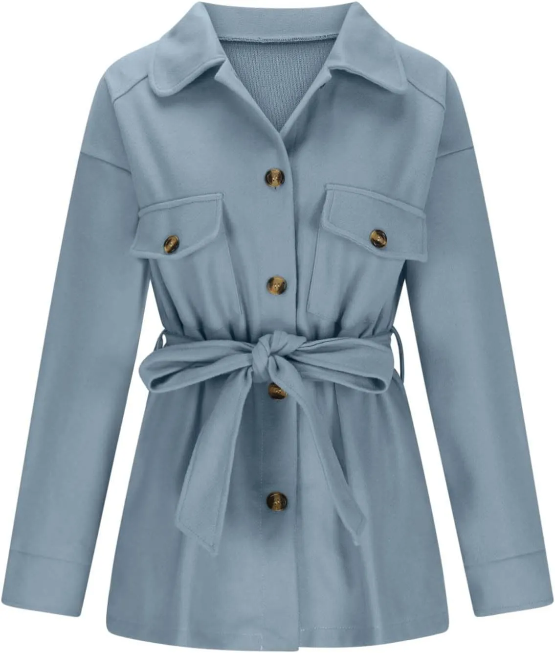 Women's Casual Wool Blend Midi Coat Button Up Lapel Collar Winter Overcoat Thick Pea Coats Elegant jacket