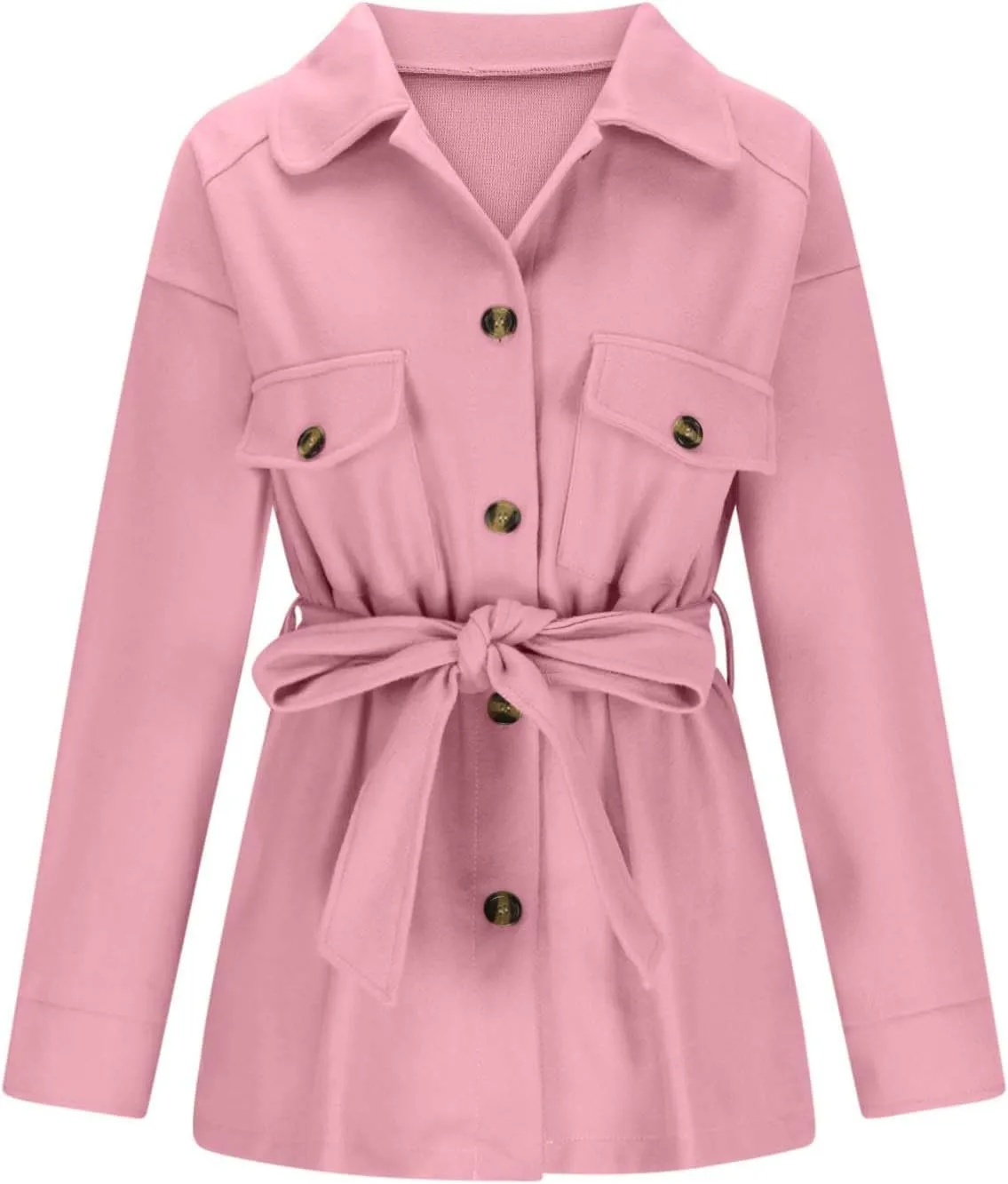 Women's Casual Wool Blend Midi Coat Button Up Lapel Collar Winter Overcoat Thick Pea Coats Elegant jacket