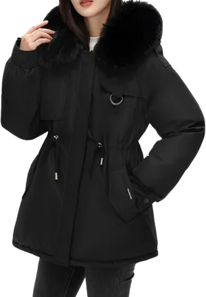 Women's Coats Winter Mid-Lenght Down Puffer Coats Longline Trench Coat Warm Outwear Zip Up Overcoats Plus Size