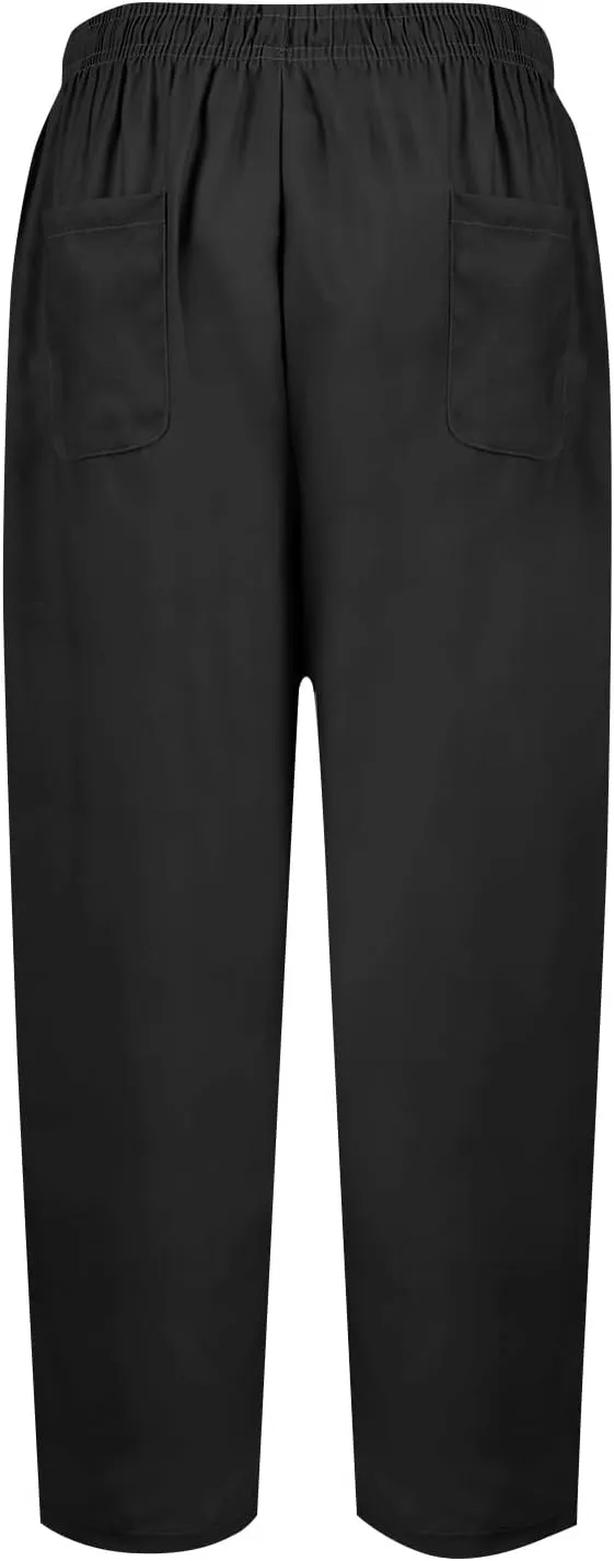 Women's Cotton Linen Pants Summer Wide Leg Casual Loose Drawstring High Waist Palazzo Pants Trousers w Pockets