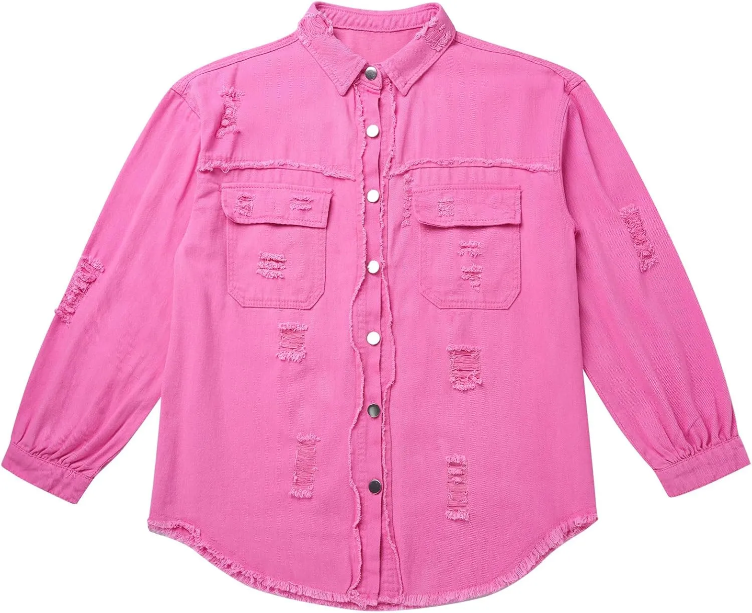 Women's Denim Jackets Ripped Distressed Denim Jackets Long Sleeve Casual Jean Coat Basic Trucker Jackets