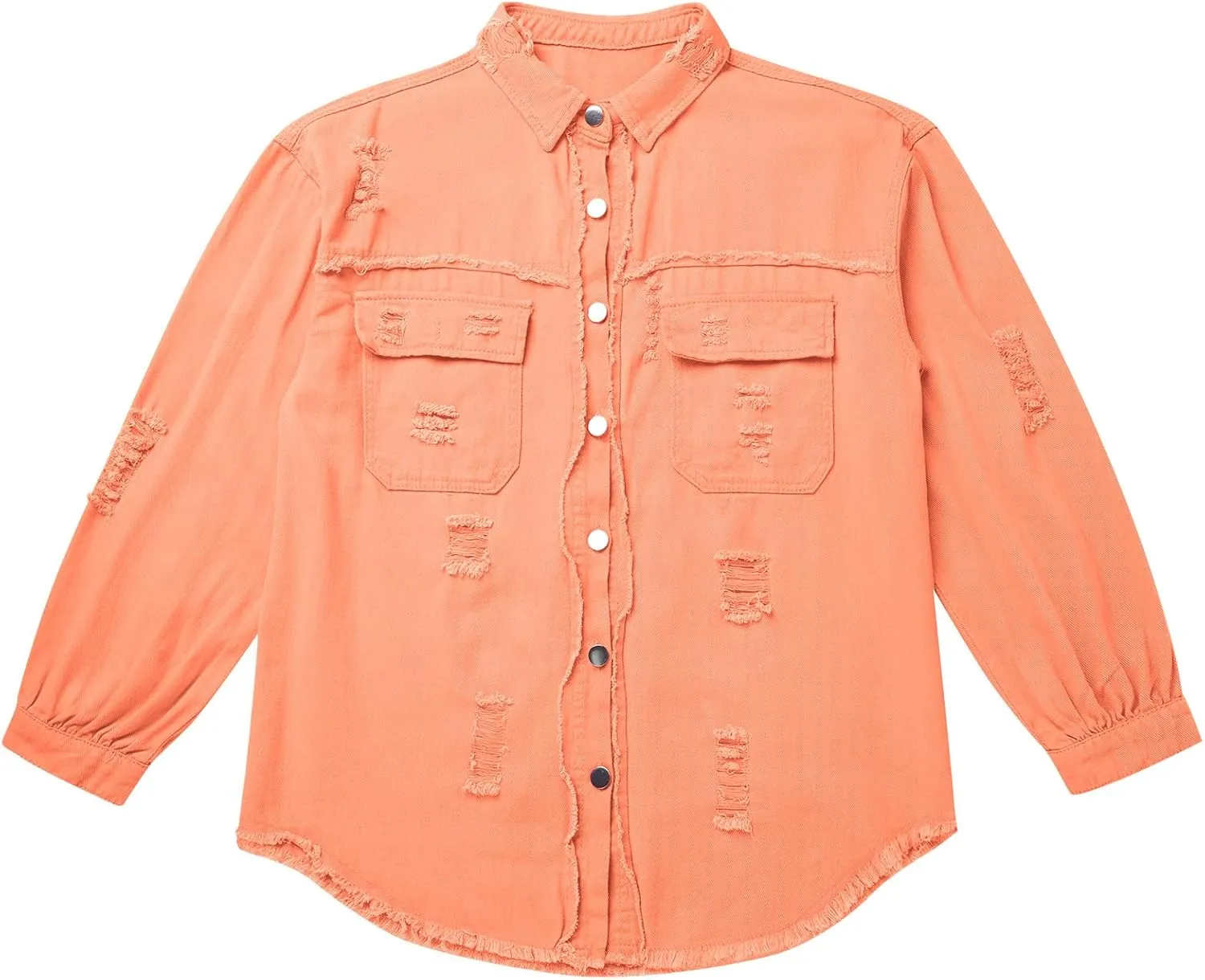Women's Denim Jackets Ripped Distressed Denim Jackets Long Sleeve Casual Jean Coat Basic Trucker Jackets