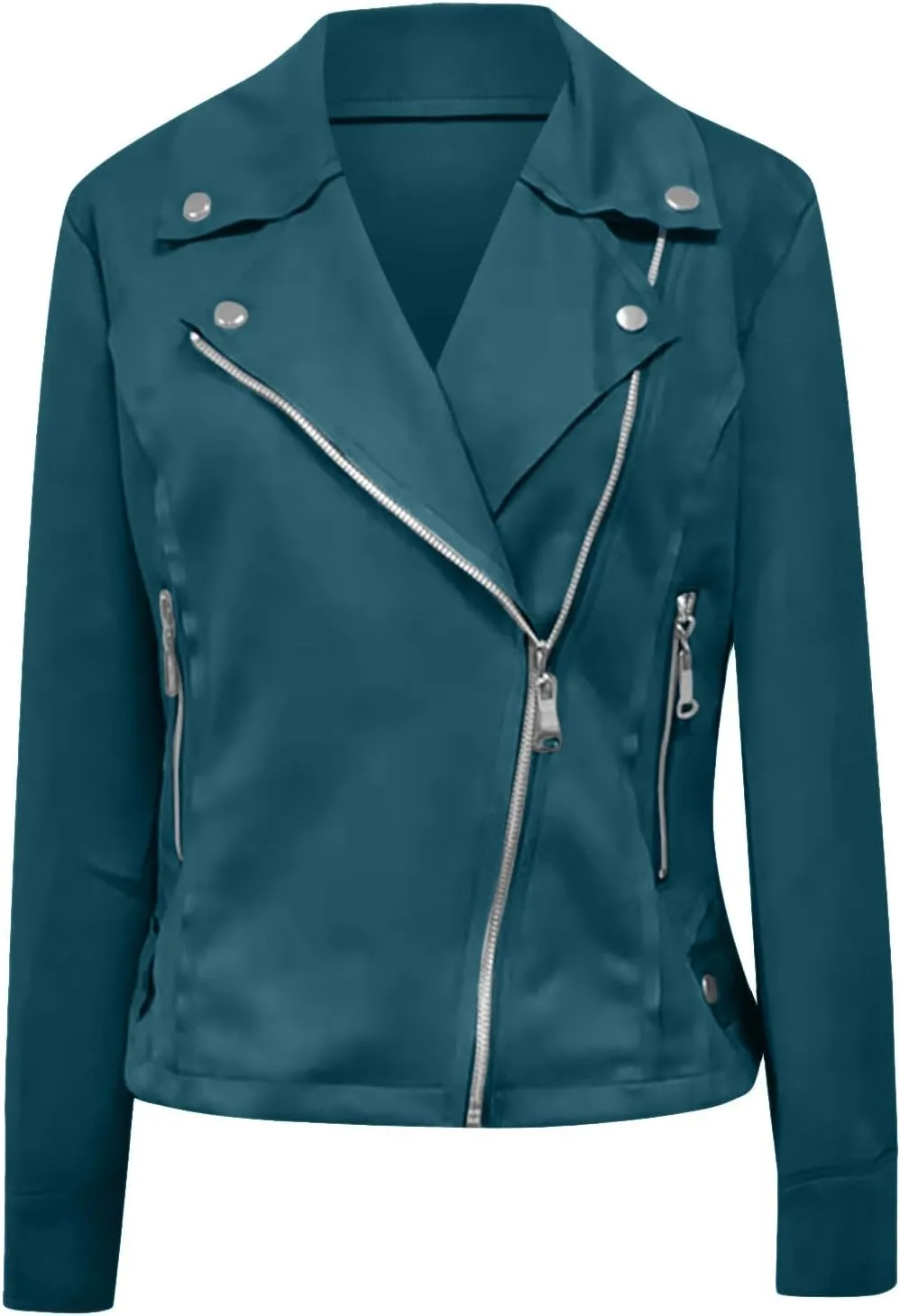 Womens Fashion Fall Outfits Moto Biker Coat Motorcycle Jackets Business Blazers Jackets Slim Fit Long Sleeve Jackets