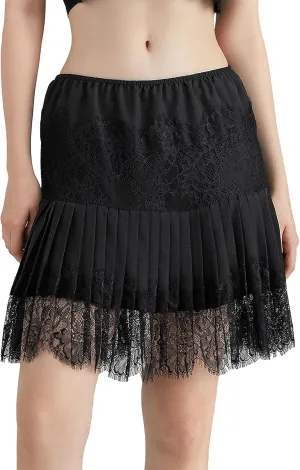 Women's Fashion Mini Skirts Mid-Rise Pleated Lace Skirts Spring Summer Casual Short Skirts