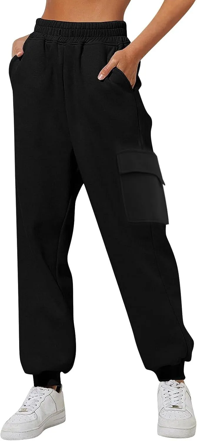 Women's Fleece Lined Joggers Water Resistant High Waisted Sweatpants Winter Warm Pant Thermal Running Hiking Pants